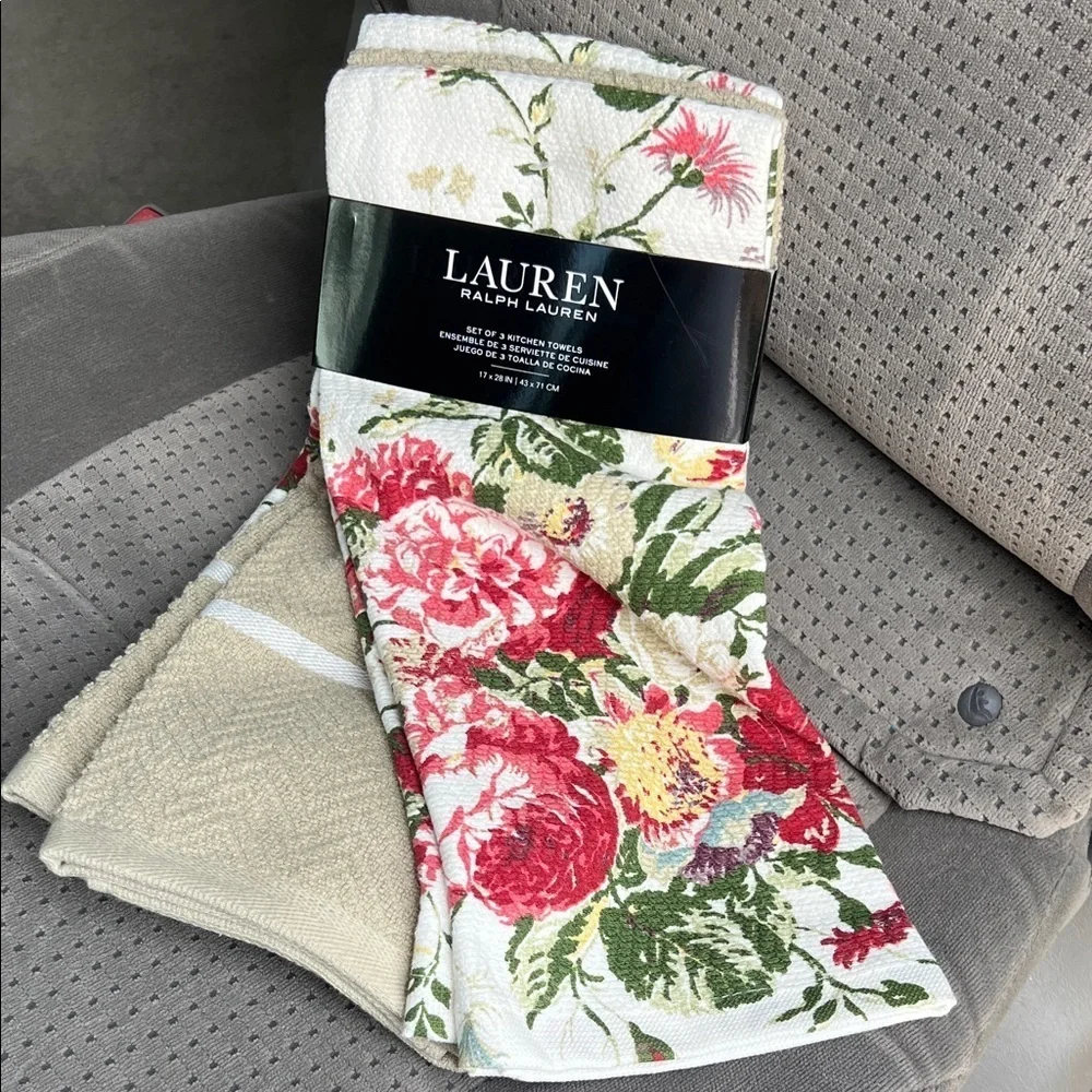 3 kitchen towels by Ralph Lauren brand new with tags
